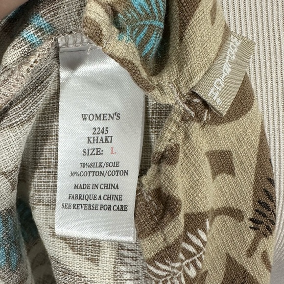 Woolrich silk blend leaf print sleeveless top size large - Picture 4 of 4